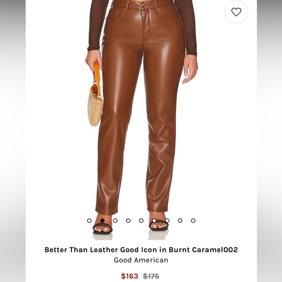 Good American Faux Leather Pants in Burnt Caramel - Picture 1 of 5